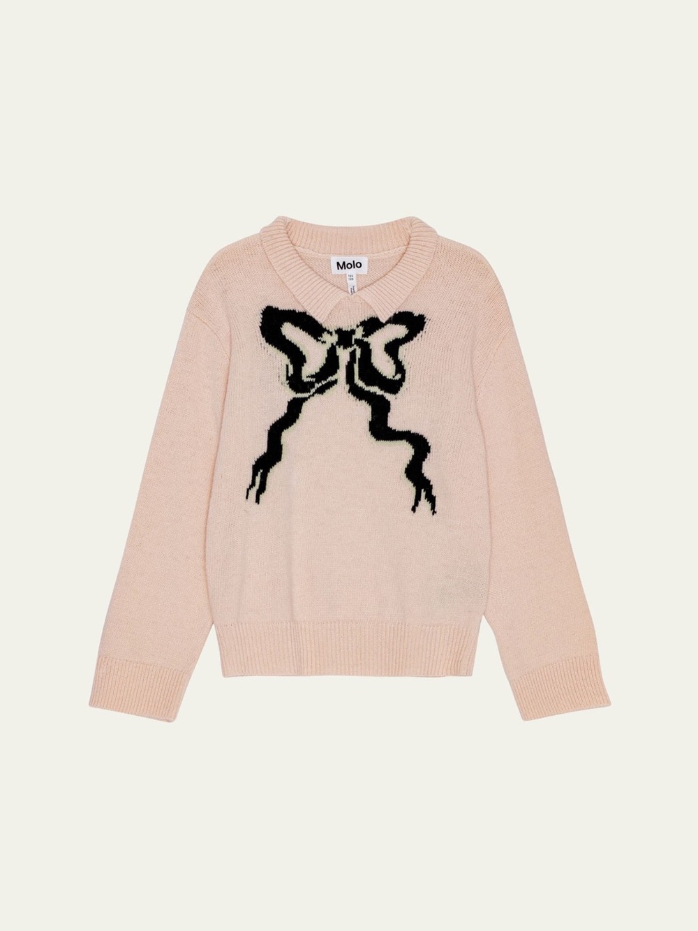 Molo Girl's Gerd Sweater W/ Bow Intarsia Pink
